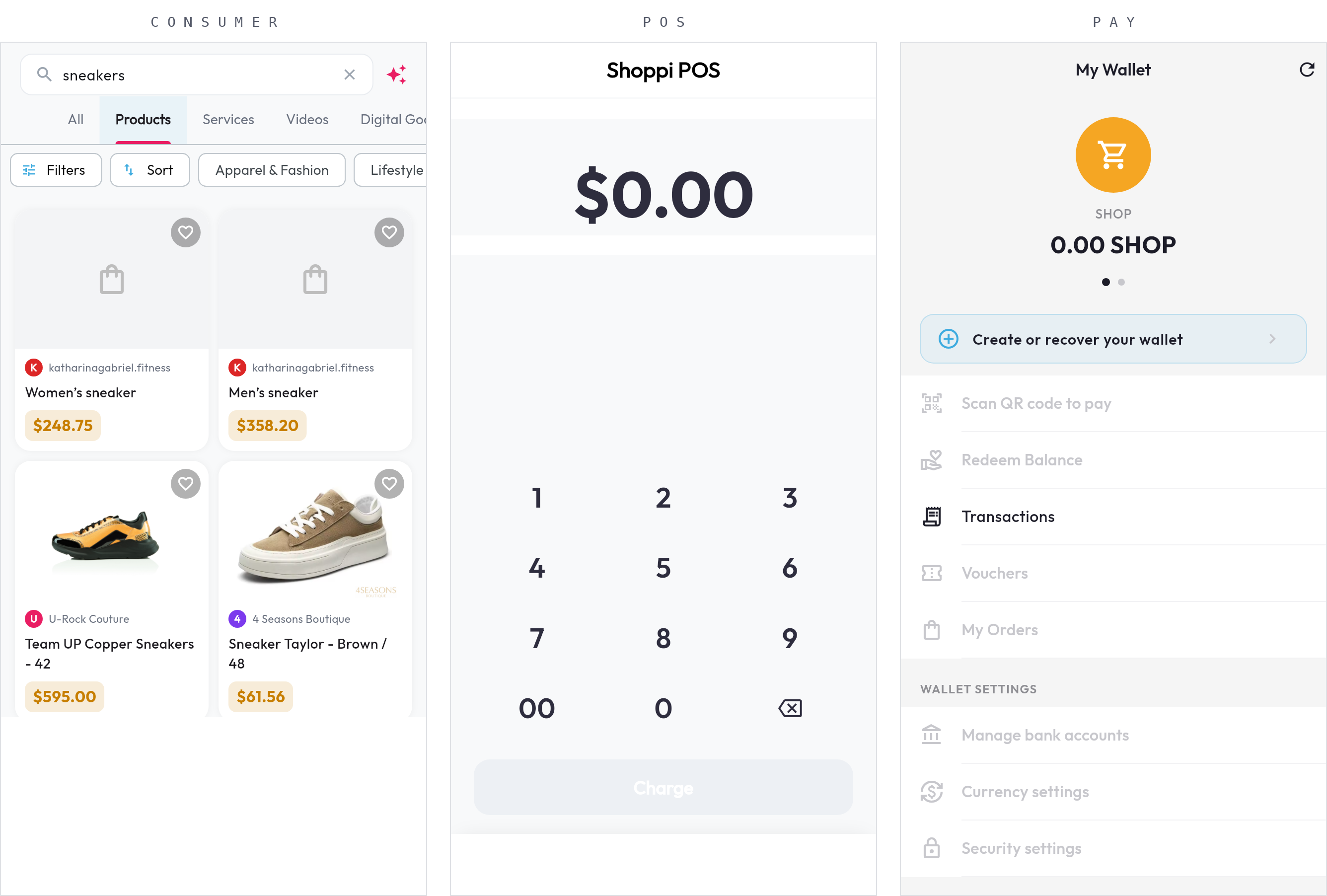 Shoppi Consumer, POS and Pay apps